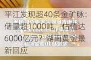 平江发现超40条金矿脉：储量超1000吨，估值达6000亿元？湖南黄金最新回应