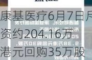 康基医疗6月7日斥资约204.16万港元回购35万股