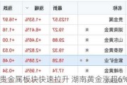 贵金属板块快速拉升 湖南黄金涨超6%