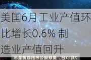 美国6月工业产值环比增长0.6% 制造业产值回升