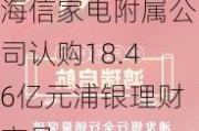 海信家电附属公司认购18.46亿元浦银理财产品