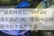 “越南特斯拉”VinFast盘前跌近5%，美国NHTSA展开相关事故调查