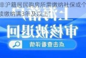 上海：将非沪籍居民购房所需缴纳社保或个税年限调整为“连续缴纳满3年及以上”