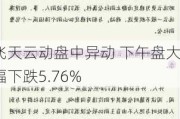 飞天云动盘中异动 下午盘大幅下跌5.76%