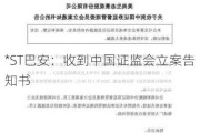 *ST巴安：收到中国证监会立案告知书