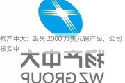 物产中大：丢失 2000 万美元铜产品，公司核实中