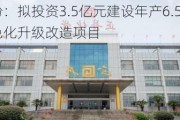 正丹股份：拟投资3.5亿元建设年产6.5万吨偏苯三酸酐绿色化升级改造项目