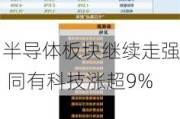 半导体板块继续走强 同有科技涨超9%