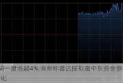 ESR一度涨超4% 消息称喜达屋拟邀中东资金参与私有化