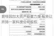 碧桂园加大资产处置力度 拟转让所持一家科技公司股权