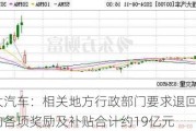 恒大汽车：相关地方行政部门要求退回已发放的各项奖励及补贴合计约19亿元