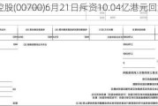 腾讯控股(00700)6月21日斥资10.04亿港元回购263万股