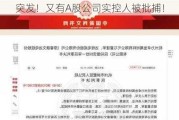 突发！又有A股公司实控人被批捕！