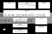 联合光电:2024年9月12日投资者关系活动记录表