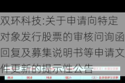 双环科技:关于申请向特定对象发行股票的审核问询函回复及募集说明书等申请文件更新的提示性公告