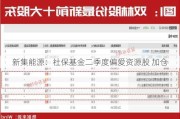 新集能源：社保基金二季度偏爱资源股 加仓