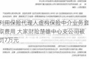 利用保险代理人虚构保险中介业务套取费用 大家财险楚雄中心支公司被罚7万元