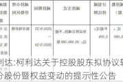 ST柯利达:柯利达关于控股股东拟协议转让公司部分股份暨权益变动的提示性公告