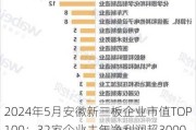 2024年5月安徽新三板企业市值TOP100：32家企业去年净利润超3000万元