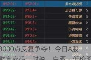 3000点反复争夺！今日A股财富密码：财税、白酒、低价股