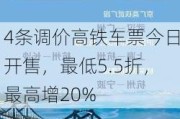 4条调价高铁车票今日开售，最低5.5折，最高增20%