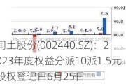 闰土股份(002440.SZ)：2023年度权益分派10派1.5元 股权登记日6月25日