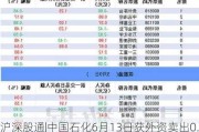 沪深股通|中国石化6月13日获外资卖出0.01%股份