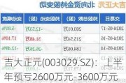 吉大正元(003029.SZ)：上半年预亏2600万元-3600万元