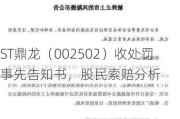 ST鼎龙（002502）收处罚事先告知书，股民索赔分析