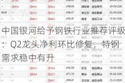 中国银河给予钢铁行业推荐评级：Q2龙头净利环比修复，特钢需求稳中有升