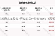 沪深股通|水羊股份7月22日获外资卖出0.01%股份