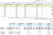 安集科技（688019）：股价成功突破年线压力位-后市看多（涨）（07-15）