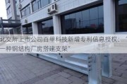 北交所上市公司百甲科技新增专利信息授权：“一种钢结构厂房搭建支架”