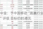 中金：予中国移动“跑赢行业”评级 目标价85港元