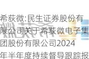 希荻微:民生证券股份有限公司关于希荻微电子集团股份有限公司2024年半年度持续督导跟踪报告