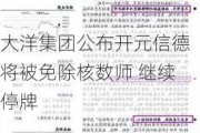 大洋集团公布***信德将被免除核数师 继续停牌