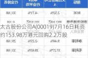 太古股份公司A(00019)7月16日耗资约153.98万港元回购2.2万股