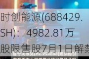 时创能源(688429.SH)：4982.81万股限售股7月1日解禁