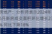 房地产：分析师表示2024年6月新房成交面积环比增长23% 同比下降18%