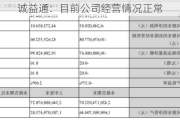 诚益通：目前公司经营情况正常