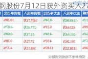 沪深股通|首钢股份7月12日获外资买入27.77万股