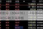 洪都航空（600316）：7月30日09时43分触及涨停板