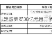 新希望：拟定增募资38亿元用于猪场升级及还债