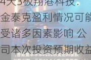 4天3板翔港科技：金泰克盈利情况可能受诸多因素影响 公司本次投资预期收益存在不确定性