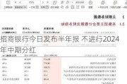 招商银行今日发布半年报 不进行2024年中期分红