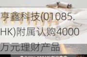 亨鑫科技(01085.HK)附属认购4000万元理财产品