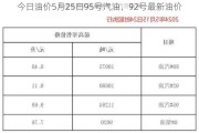 今日油价5月25日95号汽油、92号最新油价