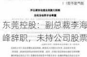 东莞控股：副总裁李海峰辞职，未持公司股票