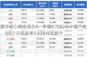 鹏华匠心精选混合A：净值0.7082元小幅下跌，近6个月收益率0.43%排名提升