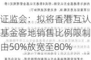 证监会：拟将香港互认基金客地销售比例限制由50%放宽至80%